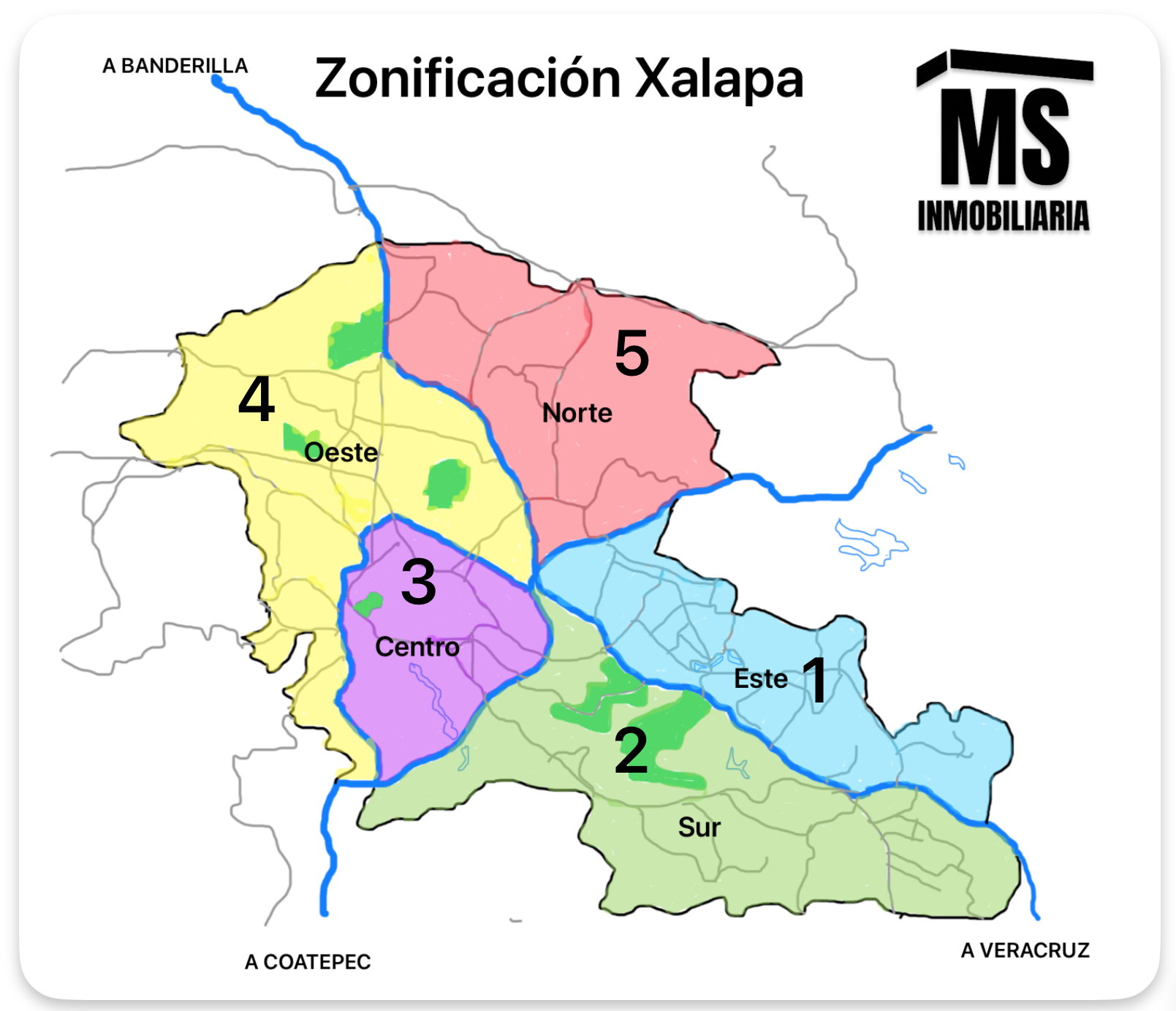 Mapa de zonas de capitalización mostrando 5 áreas: Zona 1 (rojo), Zona 2 (naranja), Zona 3 (amarillo), Zona 4 (verde claro), y Zona 5 (verde oscuro)